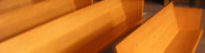 Benches in the worship room at Berkeley Friends Church