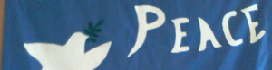 Part of blue peace banner with dove